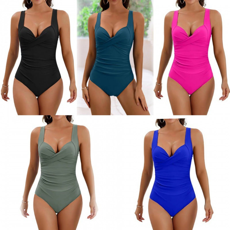 Damen Einteiliger Badeanzug mit modischem Wickel-Design und figurformendem Schnitt R&B