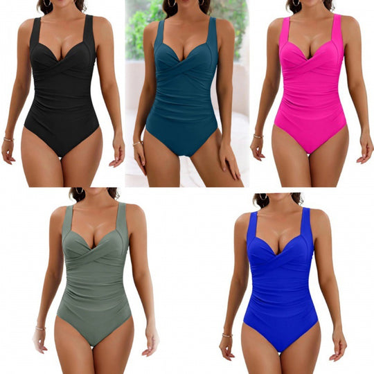 Damen Einteiliger Badeanzug mit modischem Wickel-Design und figurformendem Schnitt R&B