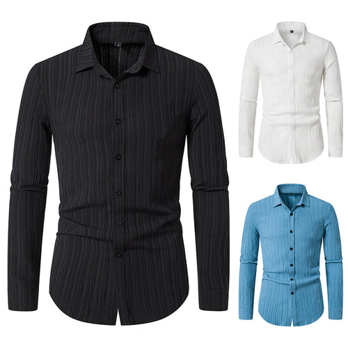 Herren Langarmhemd mit strukturiertem Design und moderner Passform R&B