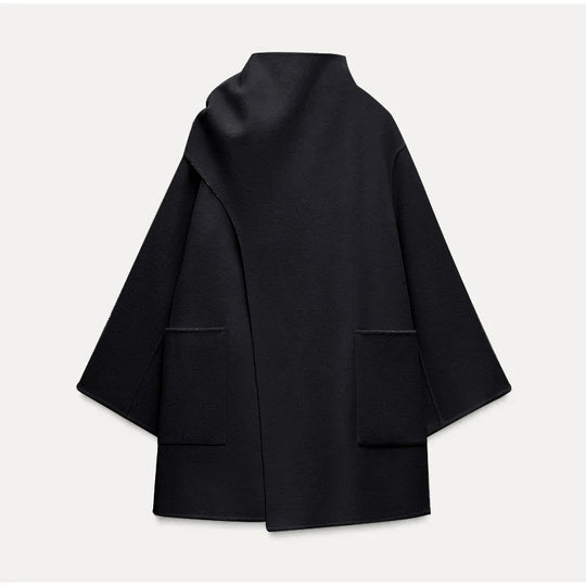 Damen Modische Wolljacke mit asymmetrischem Schnitt und praktischen Taschen R&B
