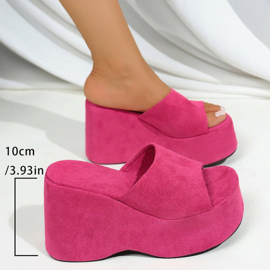 Damen Plateau-Sandalen mit transparentem Riemen und rutschfester Sohle R&B