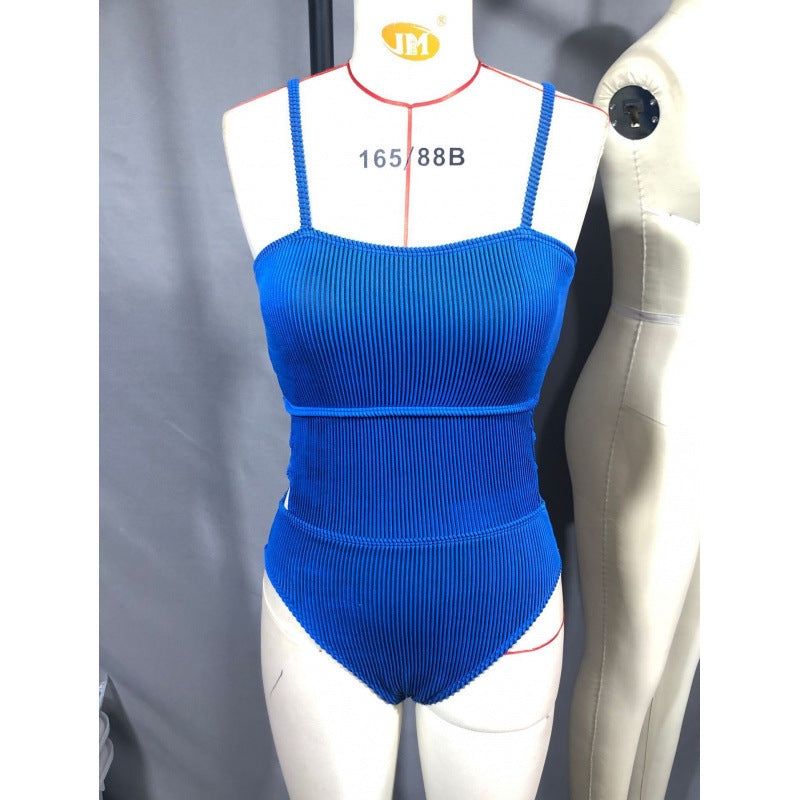 Damen Einteiler Badeanzug mit elegantem Rippendesign und figurschmeichelnder Silhouette R&B