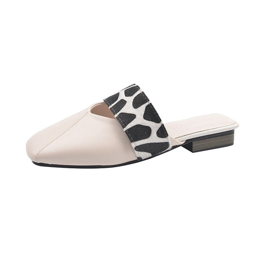 Damen Offene Mules mit modischem Knoten-Design und tierischem Muster R&B