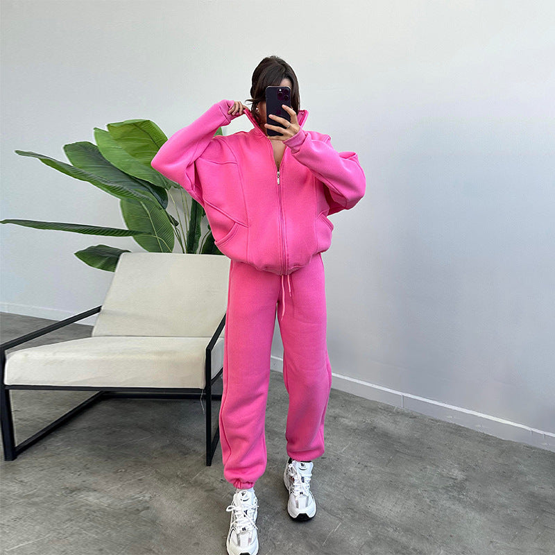 Damen lässiger Zweiteiler mit oversized Hoodie und Jogginghose R&B