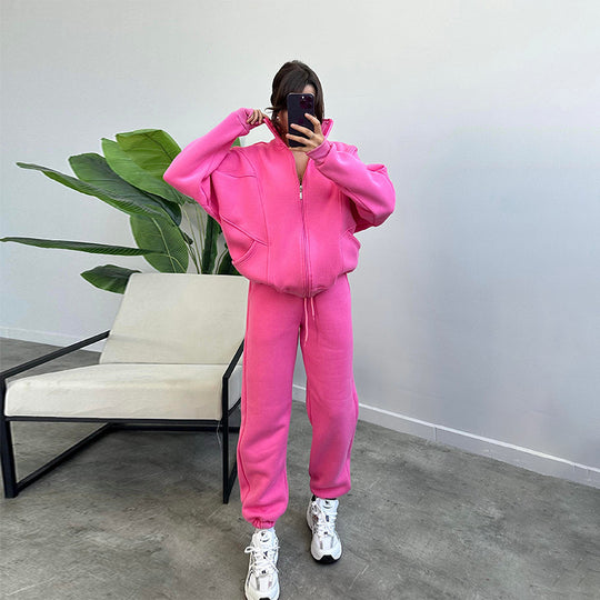 Damen lässiger Zweiteiler mit oversized Hoodie und Jogginghose R&B