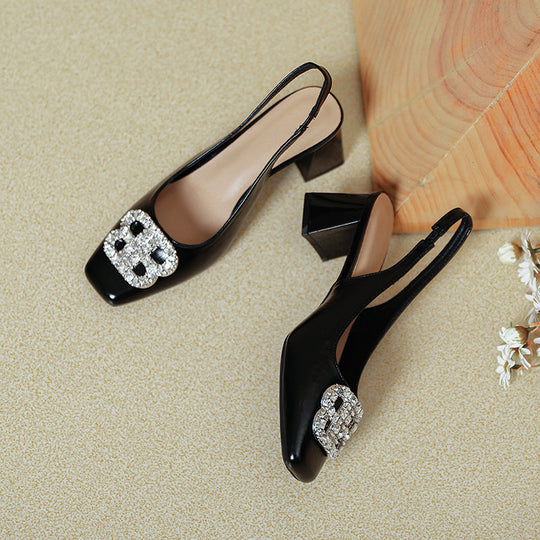 Damen Slingback-Pumps mit glamourösem Schmuckdetail und komfortablem Blockabsatz R&B