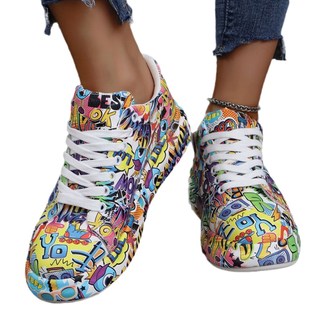 Damen modische High-Top Sneakers mit buntem Grafikdesign R&B
