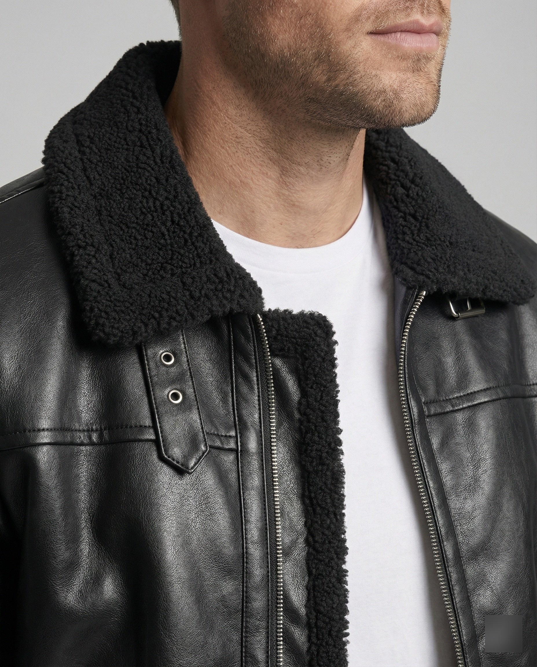 Herren Kunstlederjacke mit Kragen
