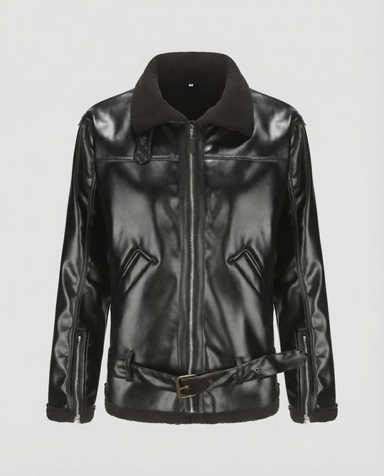 Herren Kunstlederjacke mit Kragen