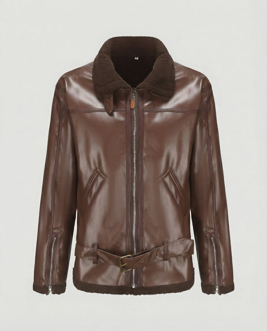 Herren Kunstlederjacke mit Kragen