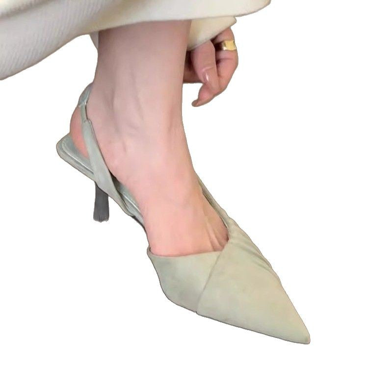 Damen Elegante Slingback-Pumps mit feinen Falten und spitzem Zehenbereich R&B