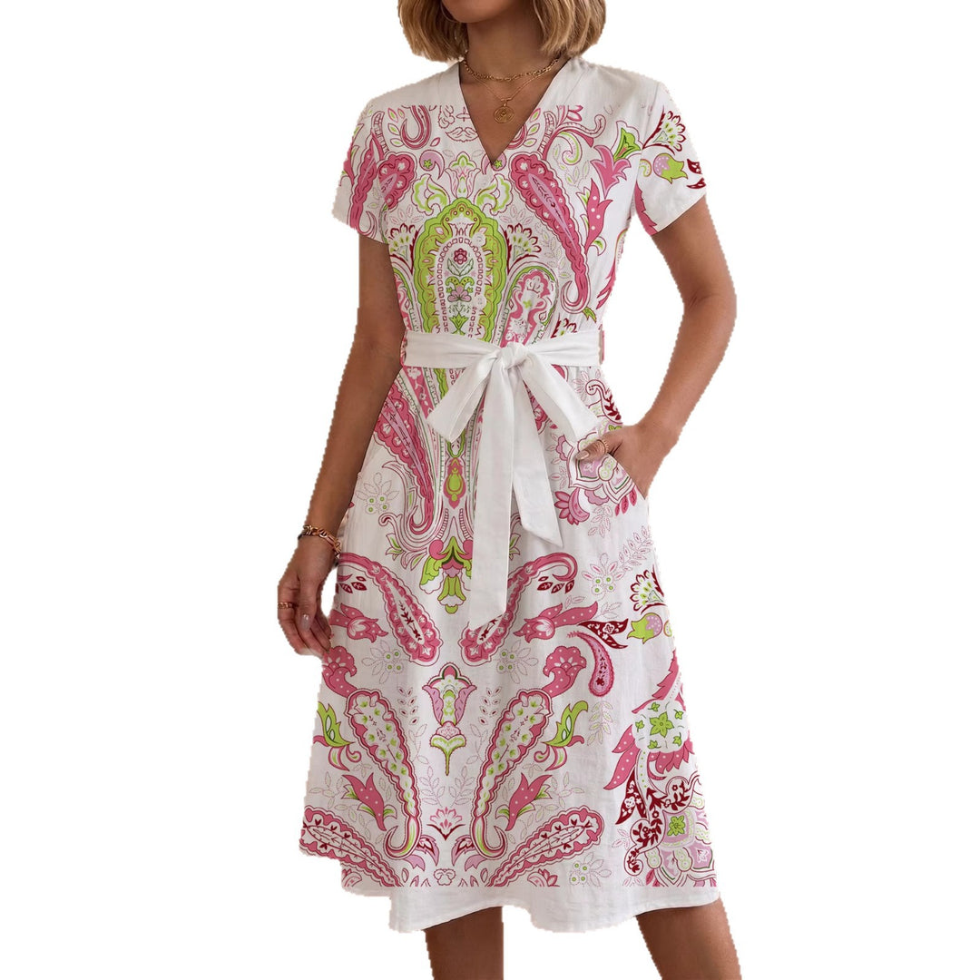 Damen Midi Kleid mit floralen Akzenten und tailliertem Schnitt R&B