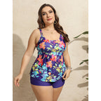 Damen Tankini mit floralem Design und modischem Hosenansatz R&B