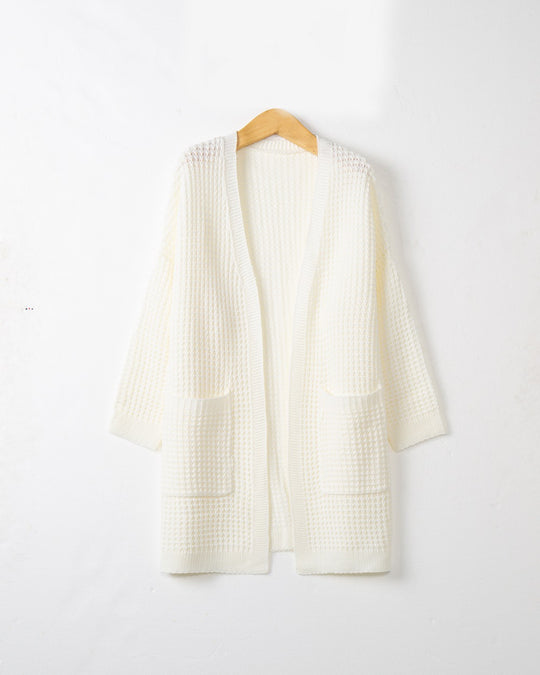 Damen lässiger Strickcardigan mit Taschen und offenem Schnitt R&B