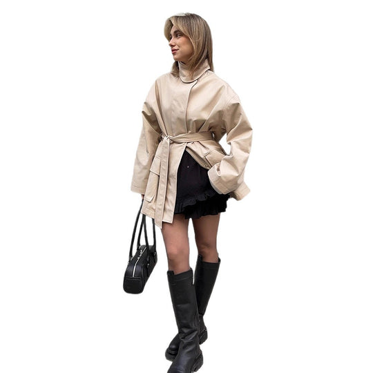 Damen oversized Kunstlederjacke R&B