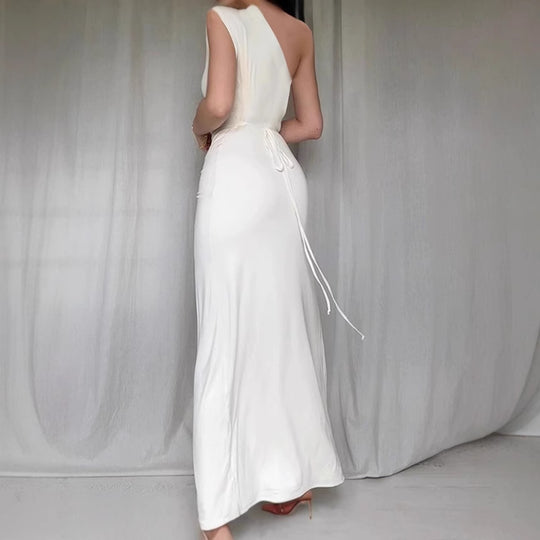 Damen Elegantes asymmetrisches Maxikleid mit raffinierter Drapierung R&B