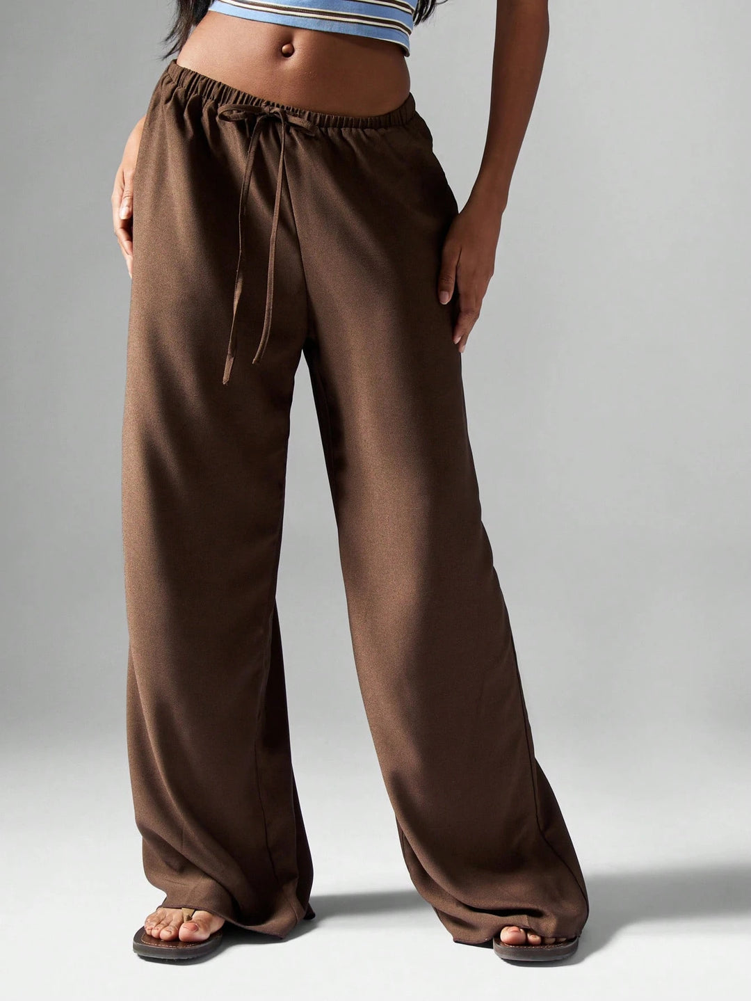 Damen Weit geschnittene Freizeithose mit elastischem Bund und Kordelzug R&B