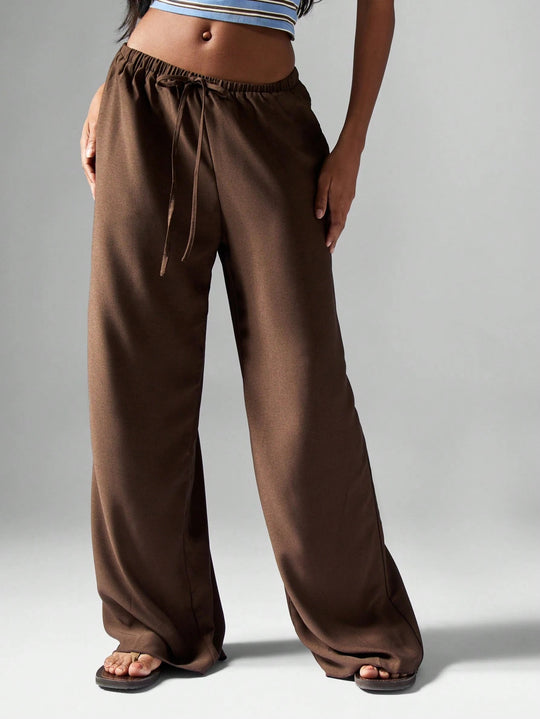 Damen Weit geschnittene Freizeithose mit elastischem Bund und Kordelzug R&B