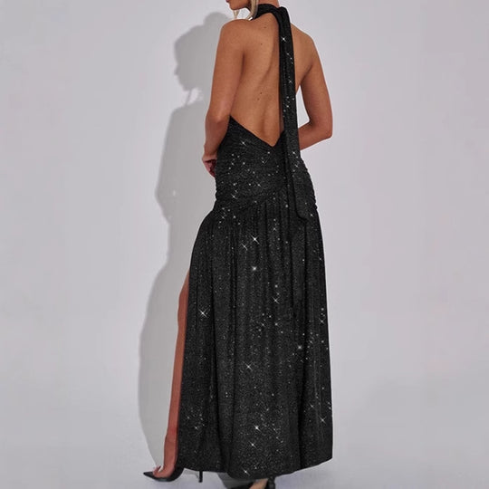 Damen Glamouröses Abendkleid mit tiefem V-Ausschnitt und Rüschendetails R&B