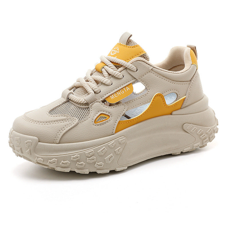 Damen sportliche Chunky Sneakers mit atmungsaktiven Netzeinsätzen und dämpfender Sohle R&B