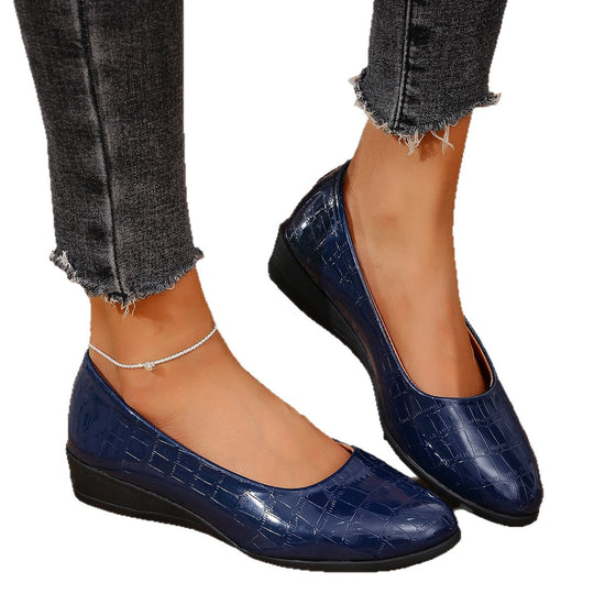 Damen elegante Ballerinas mit glänzender Krokodilprägung R&B