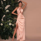 Damen elegantes Wickelkleid mit stilvollem Beinschlitz