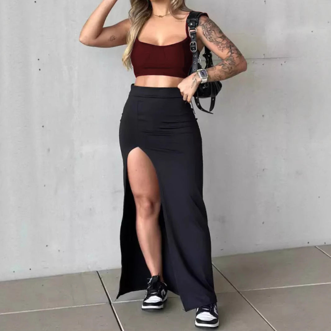 Damen Hohe Taillenspitzenrock mit seitlichem Schlitz R&B