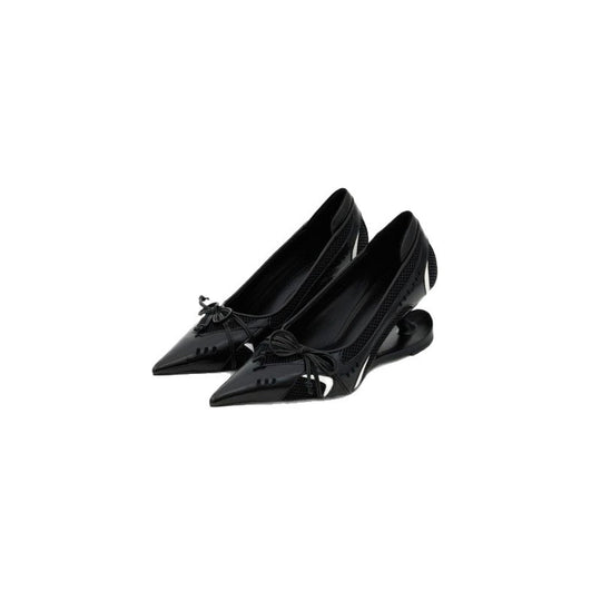 Damen elegante High Heel Ballerinas mit glänzender Oberfläche und Rüschendetail R&B