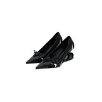 Damen elegante High Heel Ballerinas mit glänzender Oberfläche und Rüschendetail R&B