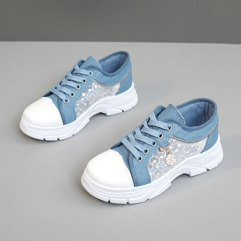 Damen Sneaker mit transparenten Einsätzen und modischem Reißverschluss R&B