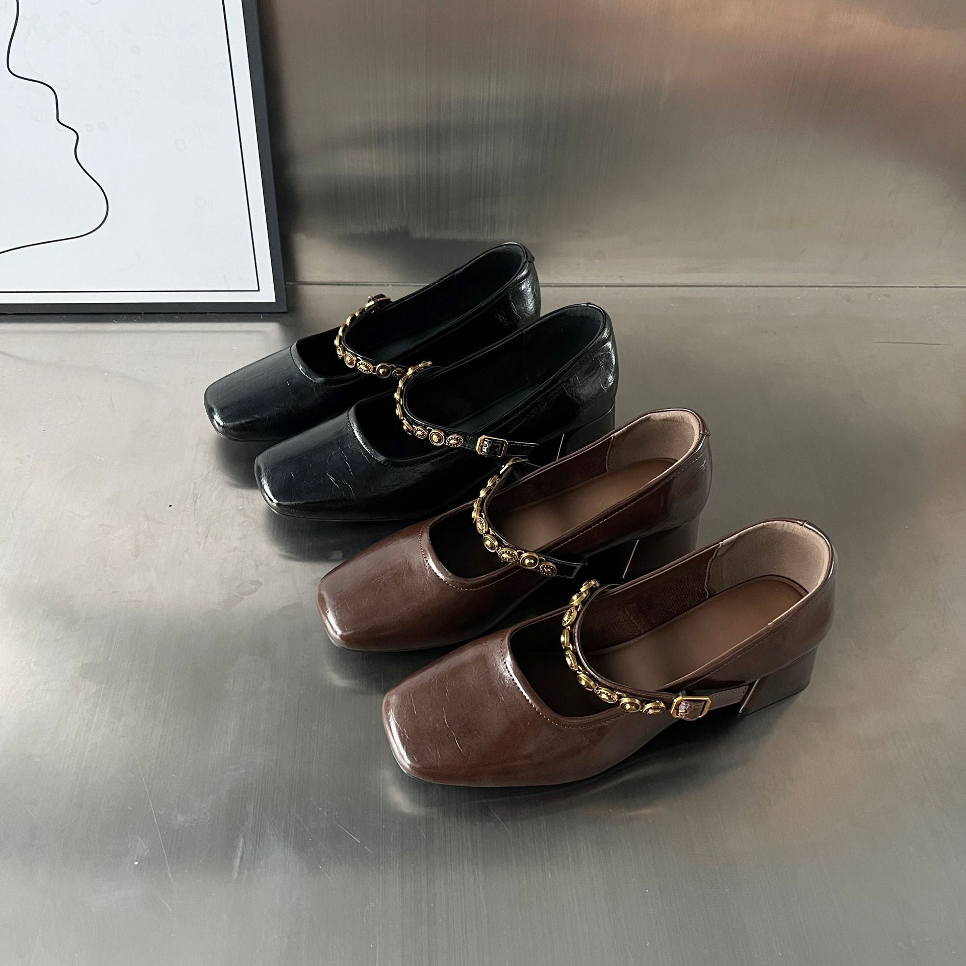 Damen Elegante Plateauschuhe mit dekorativen Schnallen und stabiler Blockabsatz R&B