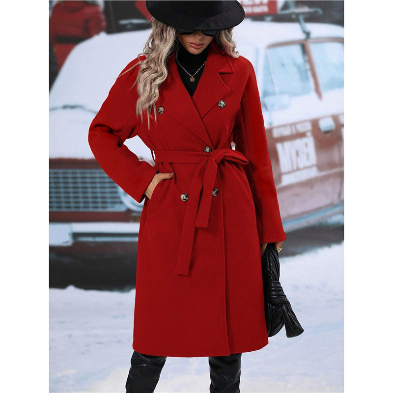 Damen Doppelreiher Wollmantel R&B