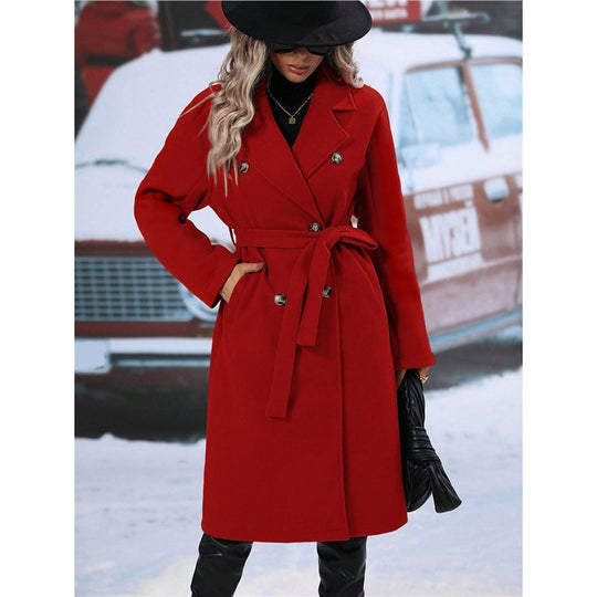 Damen Doppelreiher Wollmantel R&B