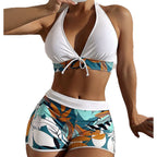 Damen Sportlicher Bikini-Shorts-Set mit neckholder Oberteil R&B