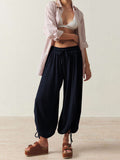 Damen luftige Chino-Hose mit verstellbarem Bund und Kordelzug R&B