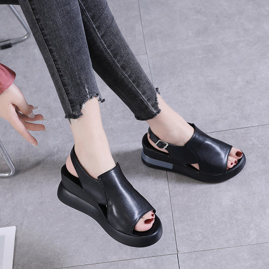 Damen Offene Wedge-Sandalen mit verstellbarem Riemendesign R&B