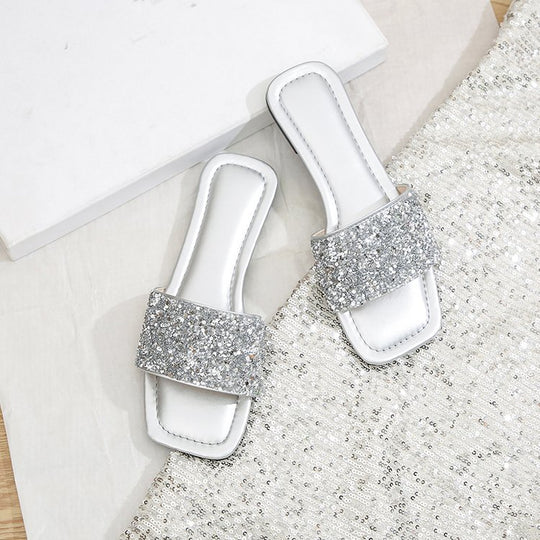 Damen Glitzernde Riemchen-Pantoletten R&B