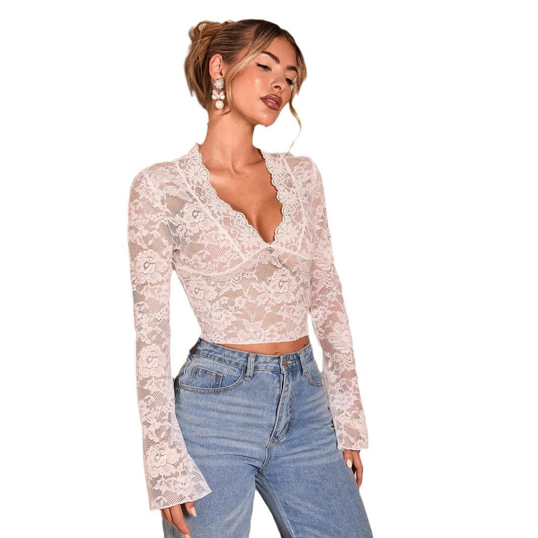Damen Spitzenbluse mit romantischen Details R&B