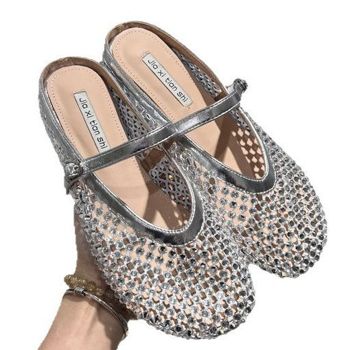 Damen Glitzernde Ballerinas mit verstellbarem Riemchen und komfortablem Fußbett R&B