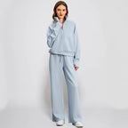 Damen Sportives Set mit Stehkragen und weitem Beinschnitt R&B