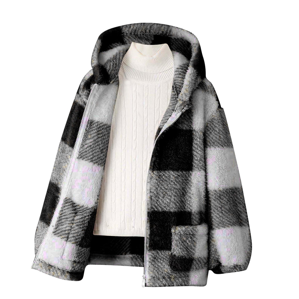 Damen Fleecejacke mit kariertem Muster und praktischen Taschen R&B