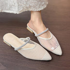 Damen transparente Netz-Mules mit funkelndem Riemen R&B