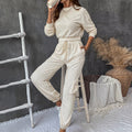 Damen lässiges Jogginganzug-Set mit Taschen und Bündchen
