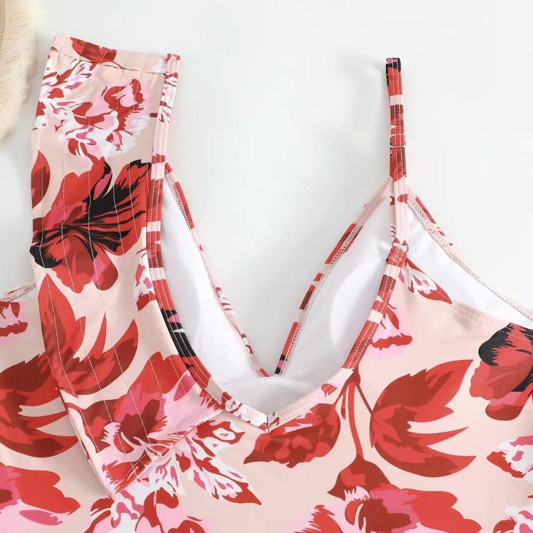 Damen Badeanzug mit floralem Design und passendem Rock R&B