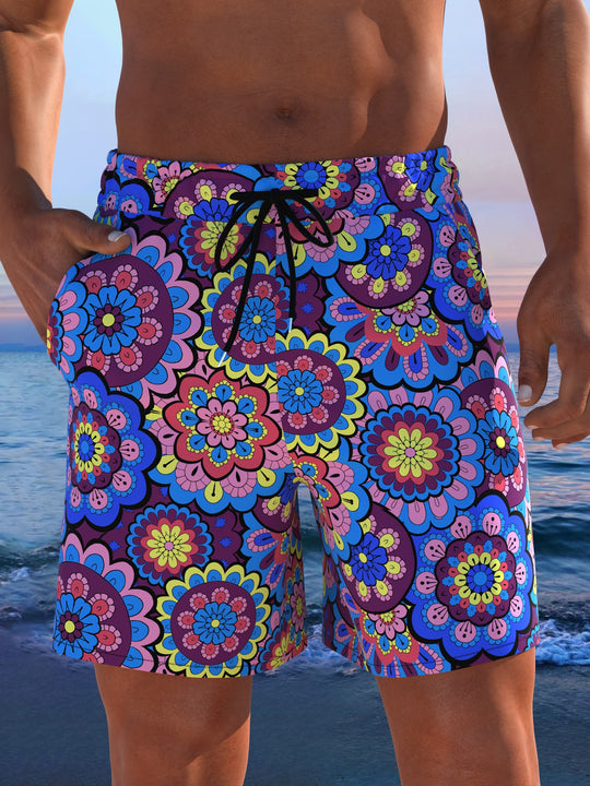 Herren Badeshorts mit animalischem Muster und elastischem Bund R&B