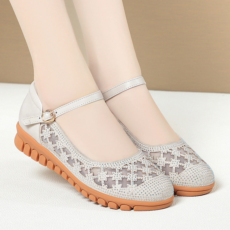 Damen Ballerinas mit verstellbarem Riemen und funkelnden Strassdetails R&B