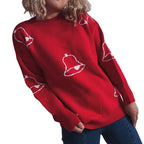 Damen Festlicher Pullover mit fröhlichem Glockenmotiv und lässigem Schnitt R&B