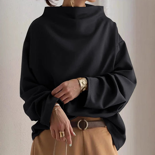 Damen oversized Pullover mit speziellem Kragen und lässigem Schnitt R&B