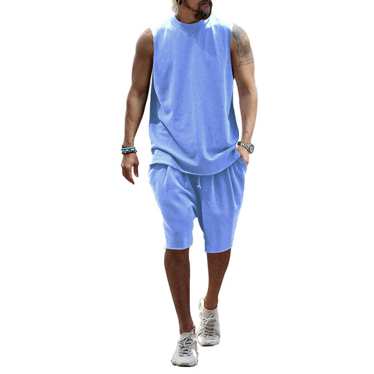 Herren sportliches Tanktop und Shorts-Set aus hochwertigem Baumwollmix R&B