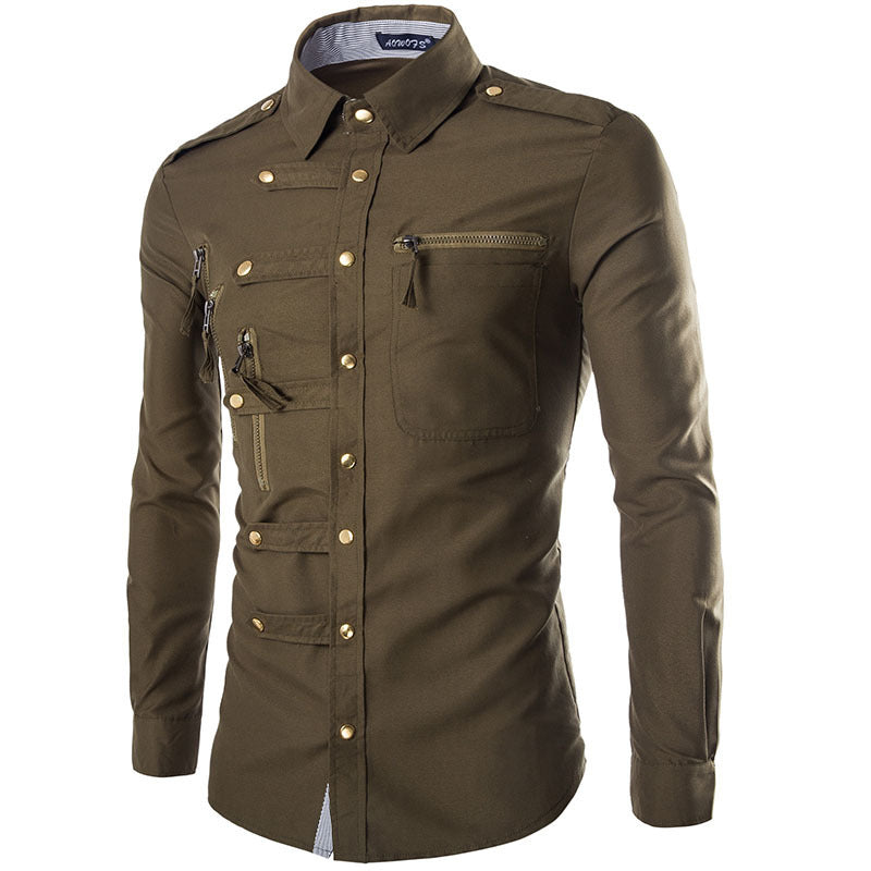 Herren modisches Hemd mit multifunktionalen Taschen und hochwertigem Stoff R&B